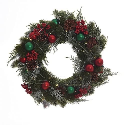 Battery Operated Prelit Christmas Wreaths for Front Door w/ 50 Led Lights
