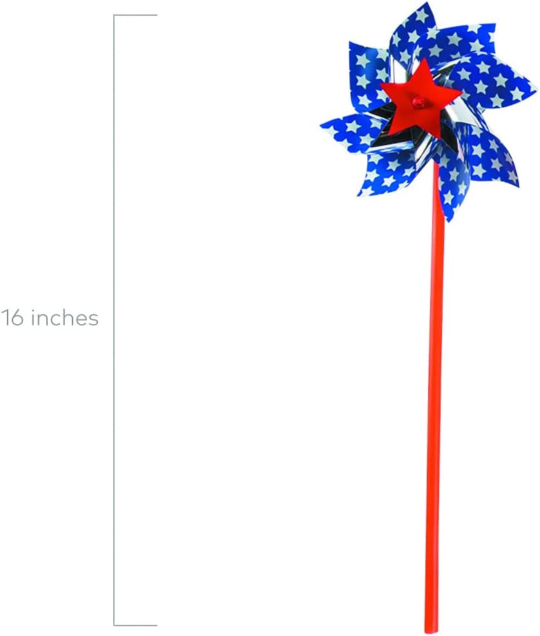 Jumbo American Flag Pinwheels, 36 Pieces, 4th of July, Memorial Day, Labor Day and Veterans Day Party Supplies