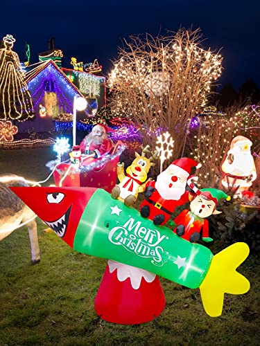 6Ft Christmas Inflatables Santa Claus Reindeers Elf w/ LEDs
