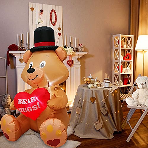 4 ft Tall Inflatable Valentine's Day Teddy Bear Hugs Love Heart w/ LED