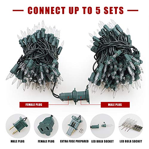 Outdoor Christmas Lights, 120V UL Certified 2 Pack 13ft 50 Mini String Lights Connectable, Waterproof Fairy Lights