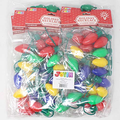 6 Pack Holiday Christmas LED Light Up Bulb Necklace