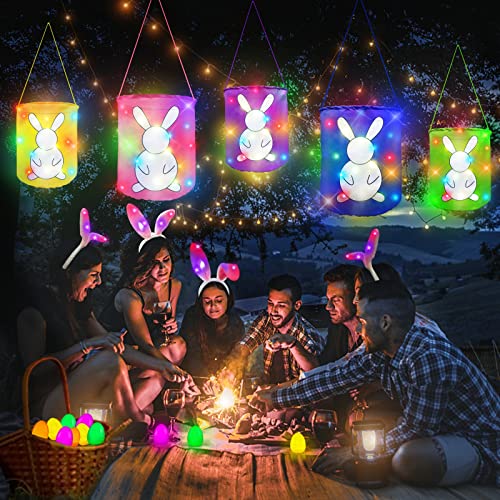 5Pcs Colorful Total of 100 LEDs Easter Lantern Lights