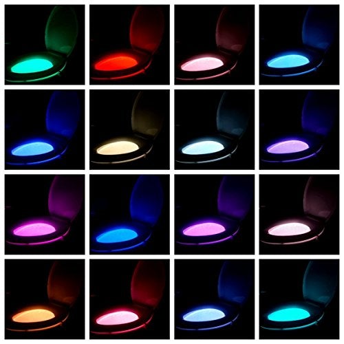 16-Color Toilet Night Light, Motion Sensor Activated Bathroom LED Bowl Nightlight