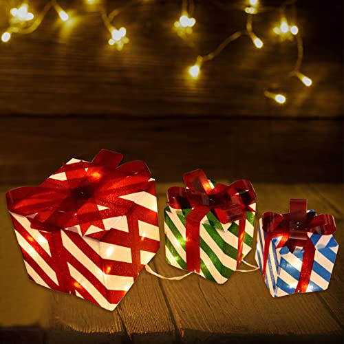 Set of 3 Christmas Lighted Gift Boxes
