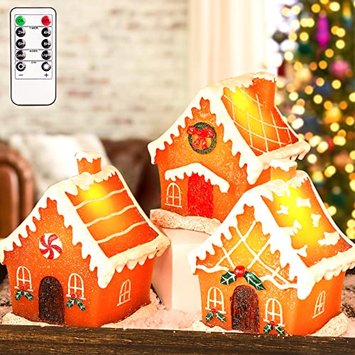 Christmas LED Flameless Gingerbread Candles Battery Operated w/ Remote Control