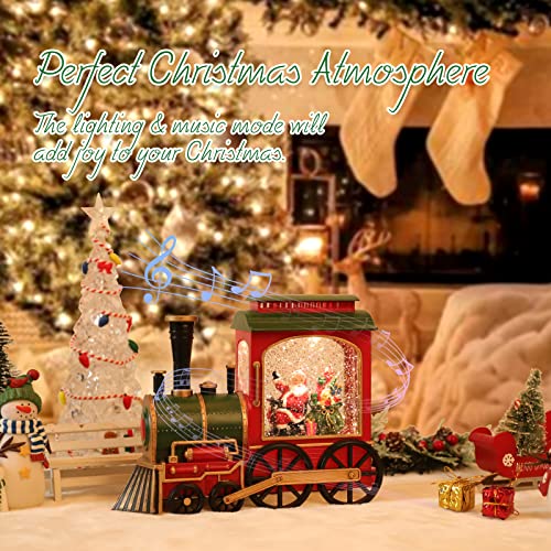 Christmas Musical Snow Globe Glitter Lantern Train, 6 Hours Timer USB Battery Operated Glitter Globe LED Lighted Decoration