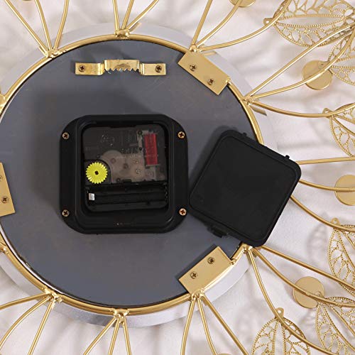 28” Luxury Crystal Bohemian Peacock Style Metal Rustic Wall Clock w/ Silent Movement