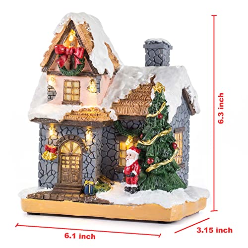 6" Resin Christmas Scene Village w/ Warm White LED