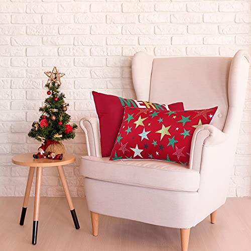 6 Pieces Christmas Pillow Cover Merry Christmas Throw Cushion Covers (18 x 18 Inch)