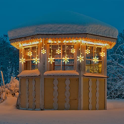 Christmas Snowflake String Lights, 49 ft 100 LED Connectable (Warm White)