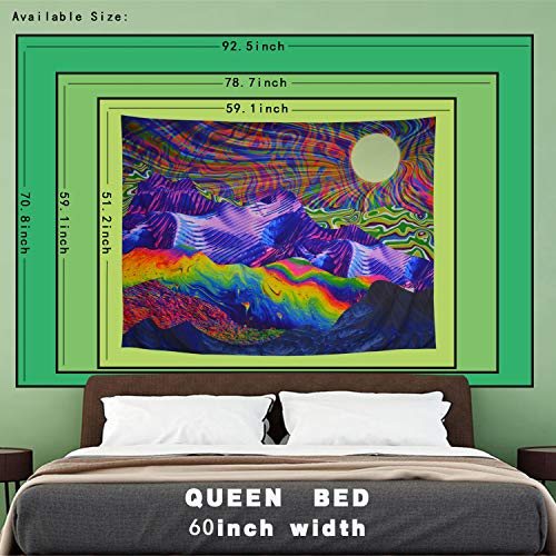 Trippy Psychedelic Tapestry Mountain & Sun Colorful Sunrise Landscape Wall Decor