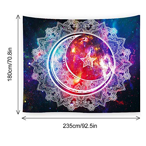 Psychedelic Celestial Starry Sky Boho Mandala Tapestry,
