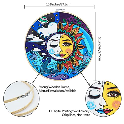 Pack of 3 Sun and Moon Wall Art Decoration with Frame