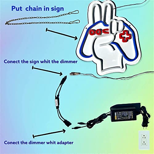 Gamepad Neon Sign For Wall Decoration w/ Dimmable Remote Control 13''x12"