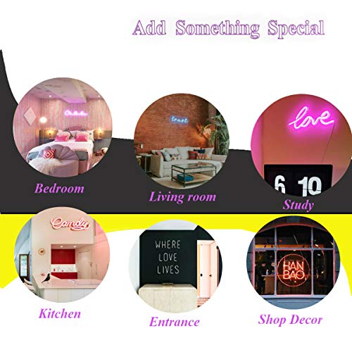 Pink Wow LED Neon Light Sign, 17”x13” Wall Art Neon Wall Sign