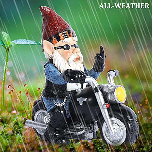 Gnome Riding Motorcycle Funny Garden Deco