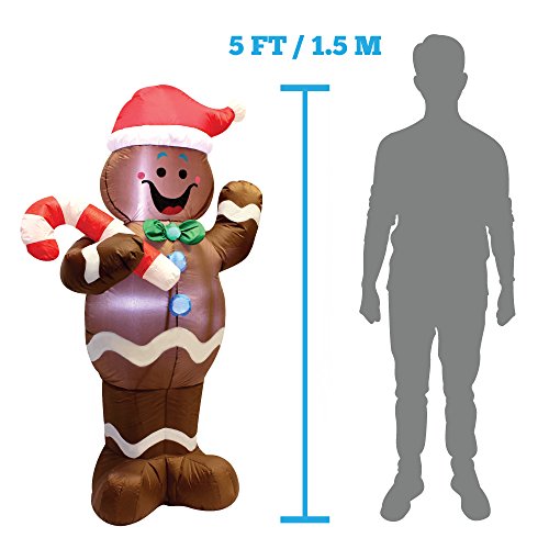 5ft Christmas Gingerbread Inflatable Yard Decoration w/ LEDs