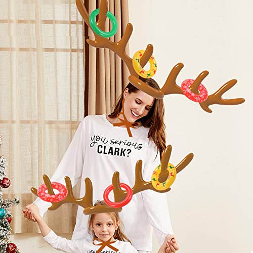 NEW-VERSION Inflatable Reindeer Antler Ring Toss Game-2 Anlters & 16 Rings