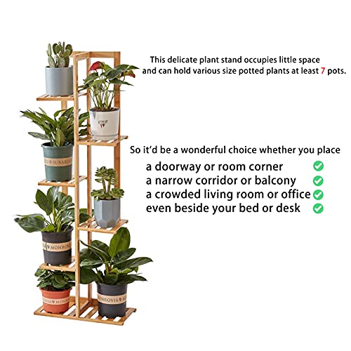 Bamboo 6 Tier 7 Potted Plant Stands