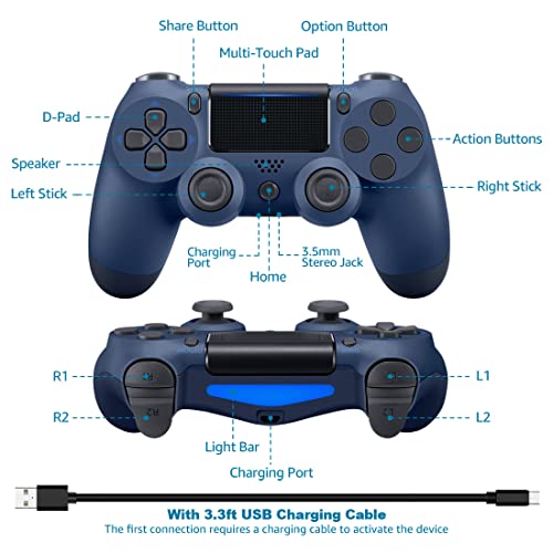 Wireless Game Controller Compatible with PS4/ Slim/Pro, with Upgraded Joystick
