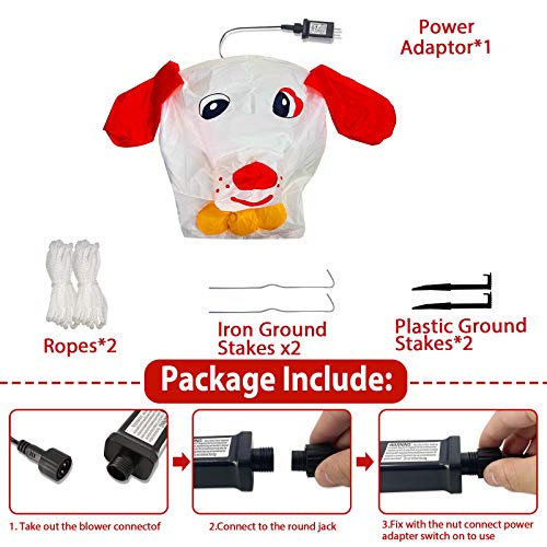 4 Ft Valentine's Day Inflatables Decoration Blow up Puppy Dog Holds Heart Bones w/ Led Lights