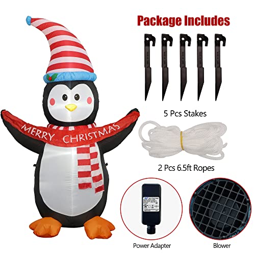 6ft Christmas Penguin Inflatable Decorations w/ LEDs