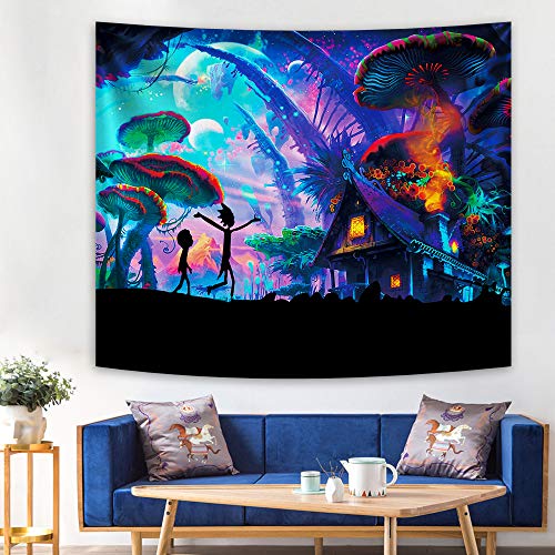 Rick-Morty Psychedelic Mushroom Wall Tapestry