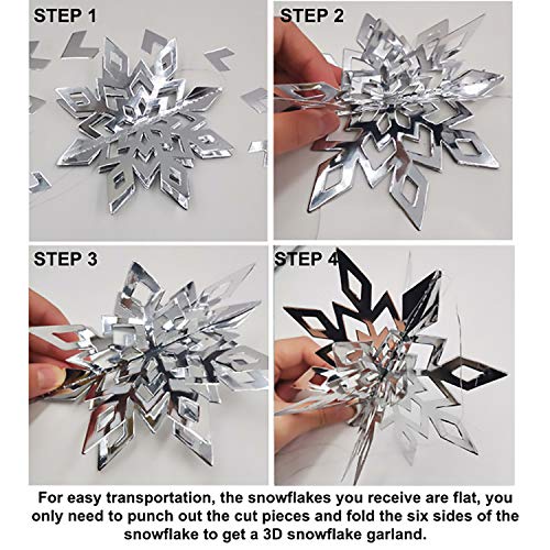 12 Pcs Large 3D Christmas Hanging Snowflake Decorations