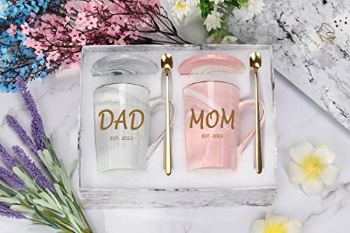 Dad and Mom Marble Coffee Mug Set for Christmas Gift