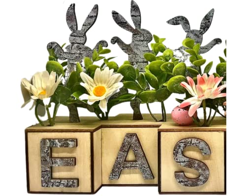 Easter Centerpiece Bunny Decor, 15x8 Unique Handmade Centerpiece