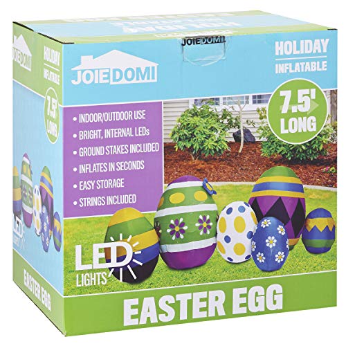 7.5 ft Long Easter Egg Inflatable w/ Build-in LEDs