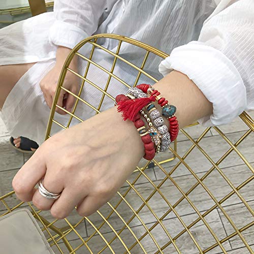 Boho Beaded Bracelets for Women - Charm Stackable Multilayer Bracelets Gift