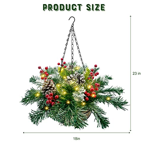 Pre-Lit Artificial Christmas Hanging Basket Decoration