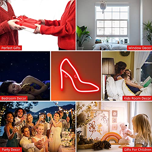 LED Neon Light Signs for Room Wall Decoration, Red High Heels (2 Pack)