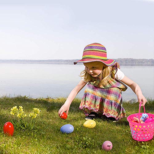 6 Pack Easter Eggs Baskets for Kids,9.4" Plastic Easter Bags Filled w/ Grass