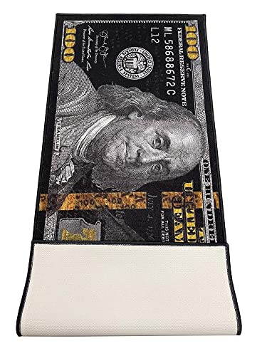 Black 100 Dollar Bill Runner Rug