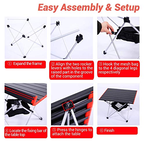 Camping Table & Portable Folding Height Adjustable Backpacking Chair