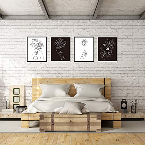9 Sets Aesthetic Wall Art Abstract Minimalist Line Black White Prints Art Poster 8x10 inch