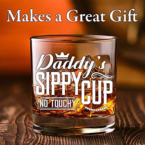 Funny Father's Day Sippy Cup Gift Glass -10oz Perfect for Whiskey, Bourbon, Scotch Cocktail Rocks Tumble