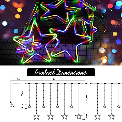 Christmas Star Curtain Lights - 180 LEDs Multicolor