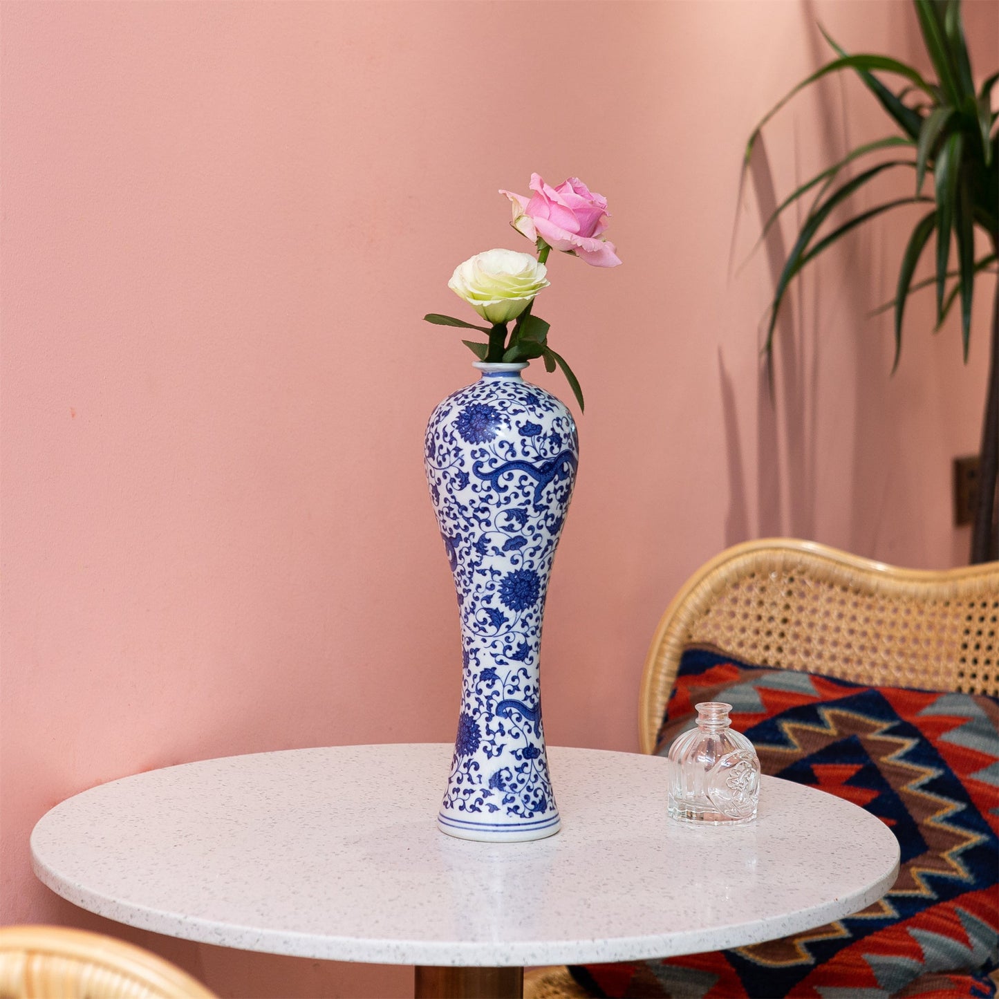 13" Porcelain Ceramic Vase Blue & White