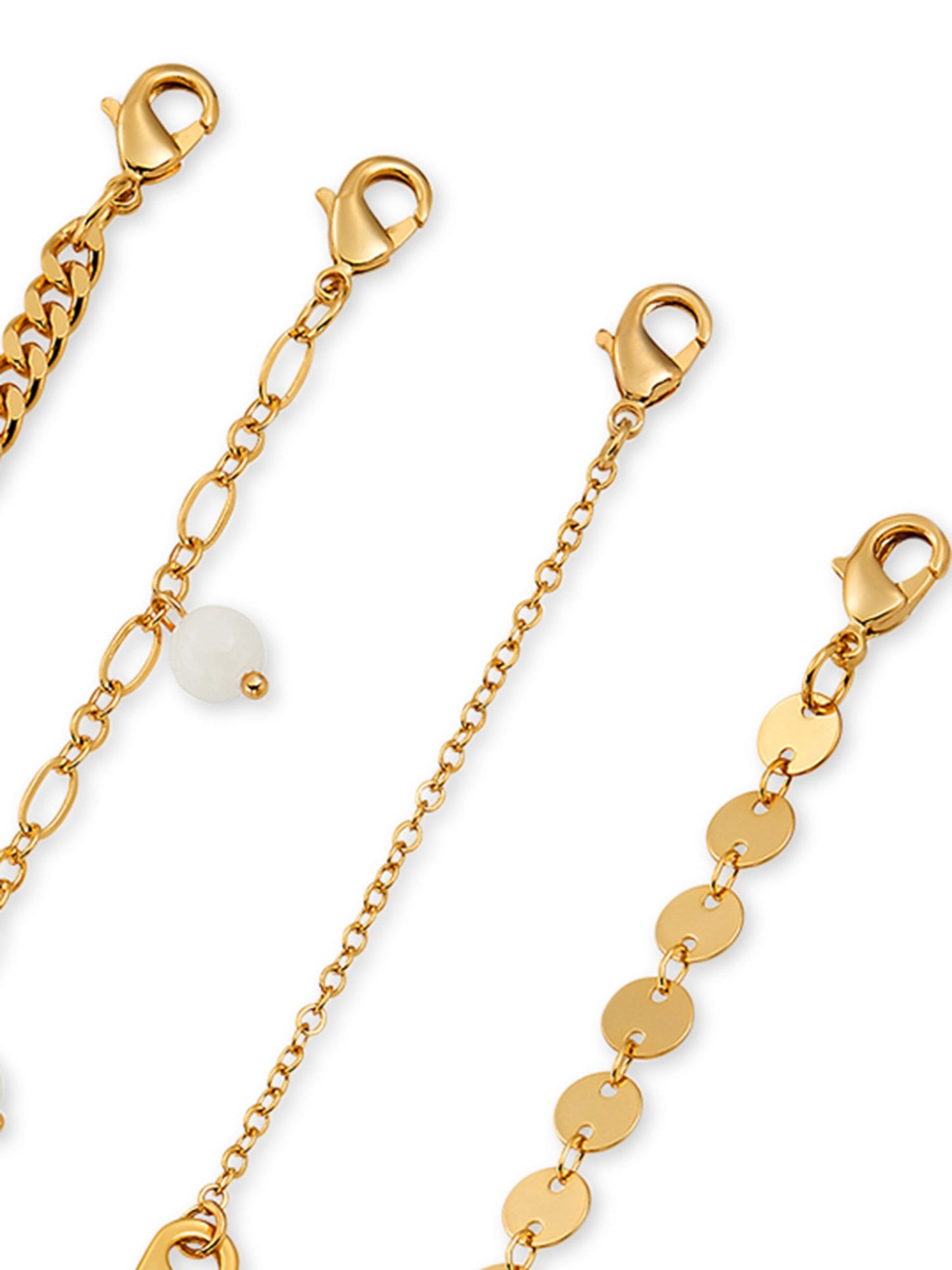 Womens Brass Yellow Gold-Plated Fashion Bracelets, 4-Piece Set