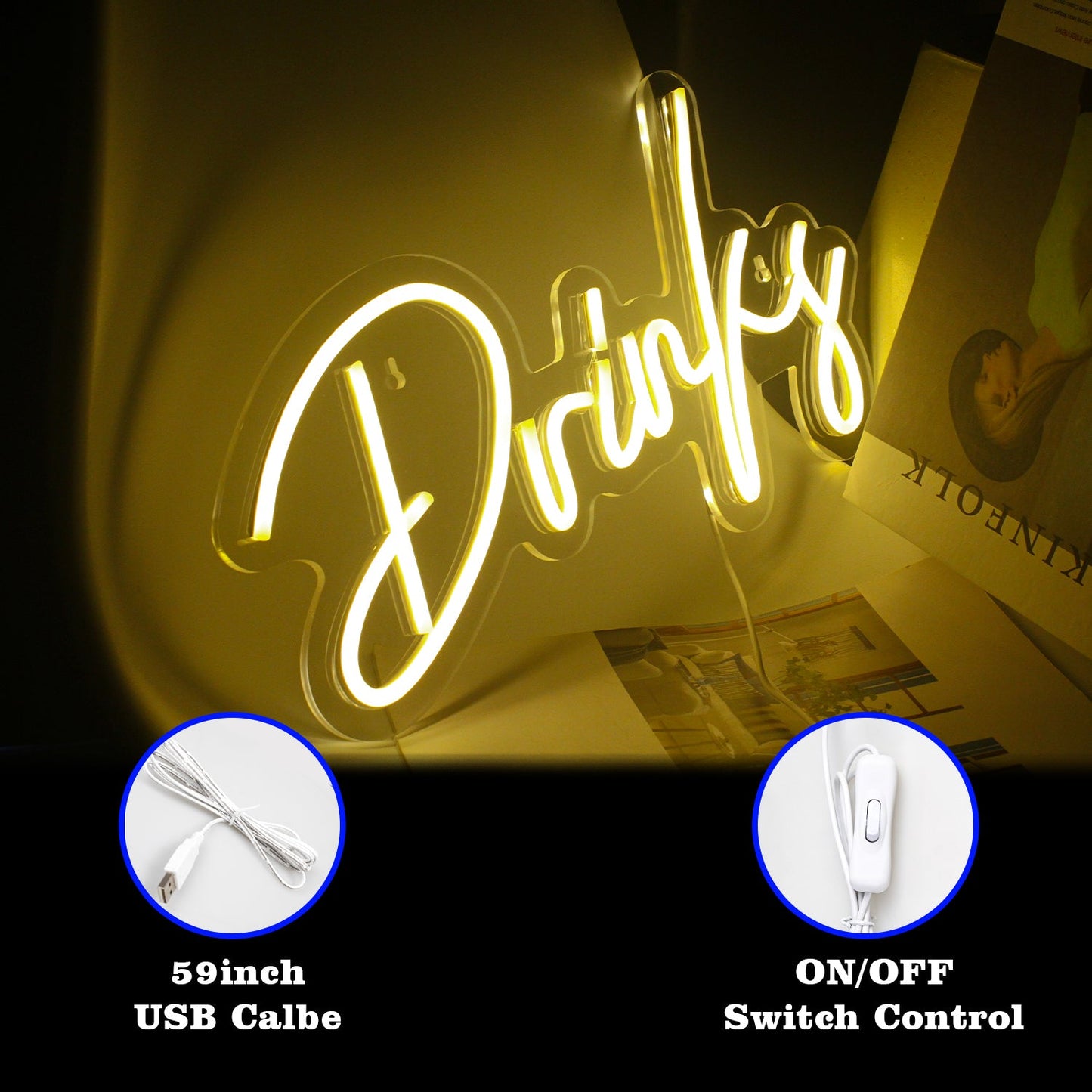 Warm White Neon Light Led Sign USB Powered for Home Decoration