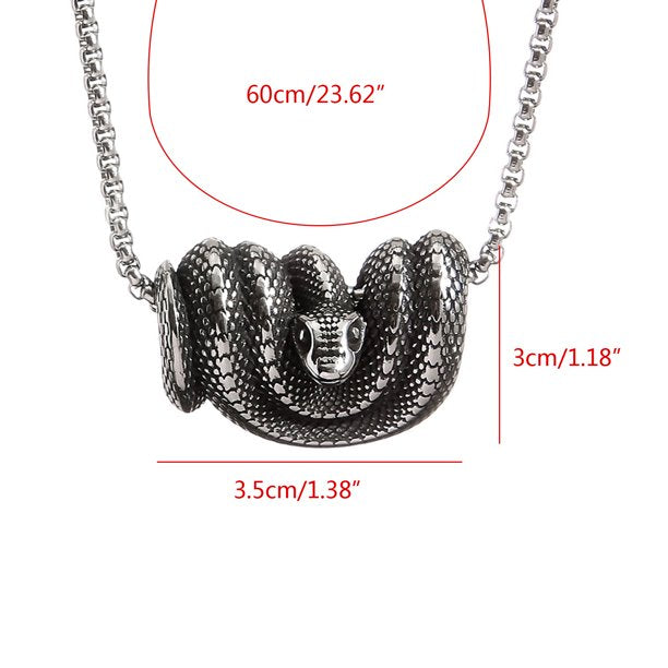 Retro Vintage Stainless Steel Snake Necklace for Men/Women