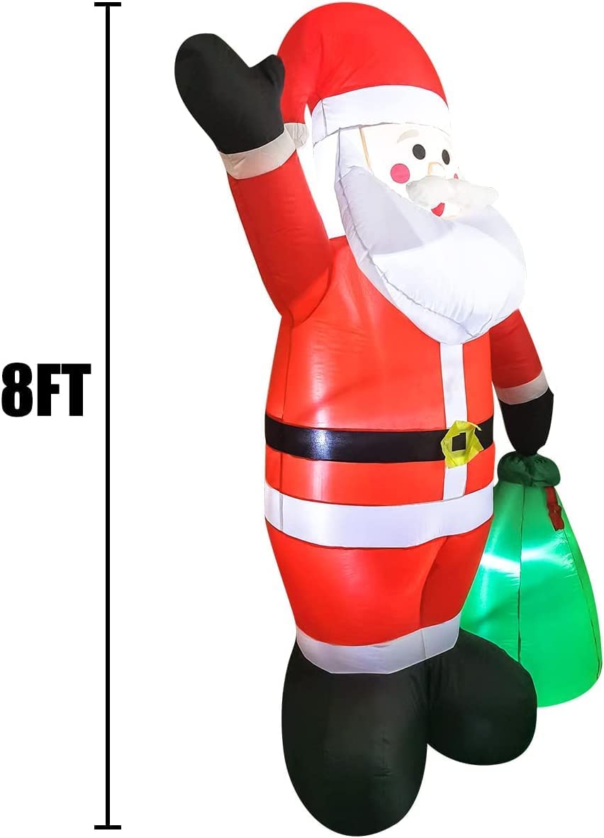 8 FT Christmas Inflatable Santa Yard Decorations with Led Lights