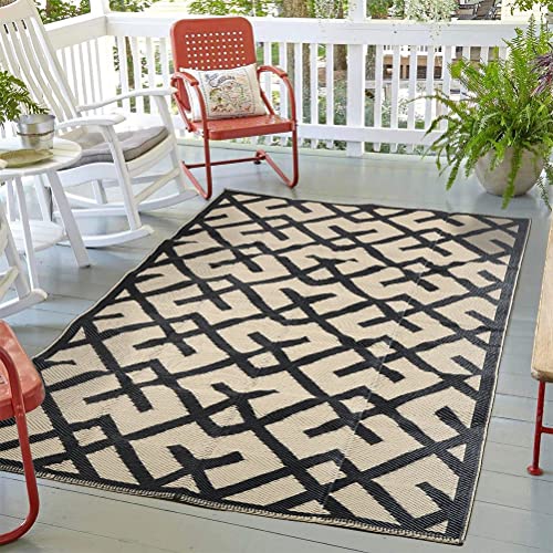 Large Modern Reversible Plastic Straw Area Rugs 5'x8'