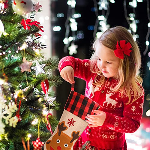 Christmas Stockings 5 Pack 18'' Large Burlap Christmas Stockings Decorations