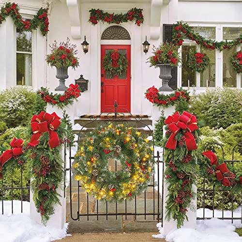 24 inch Pre-Lit Christmas Wreath Decoration