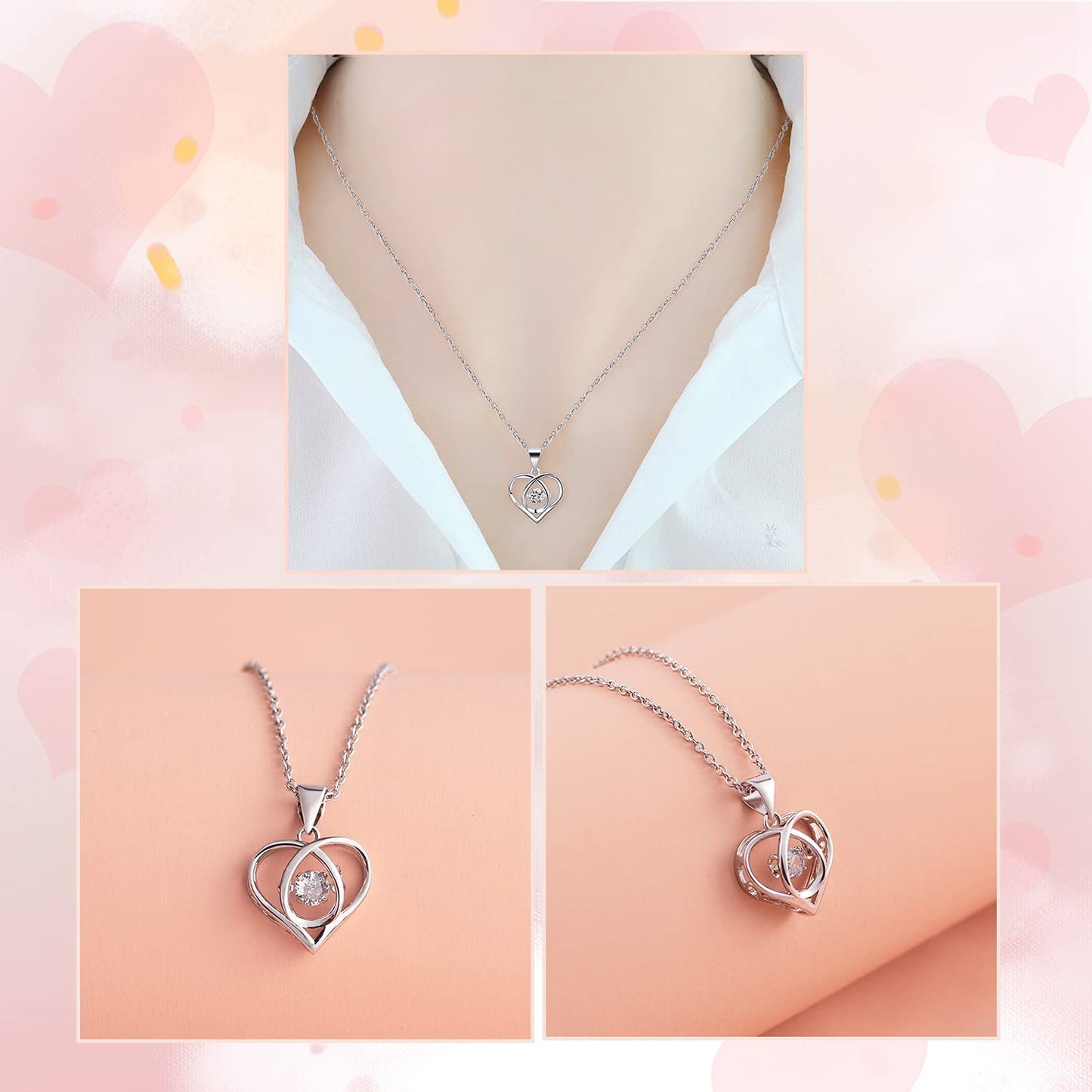 Preserved Real Roses w/ Heart Necklace, Valentines Day Gifts for Her, Forever Rose (Purple)